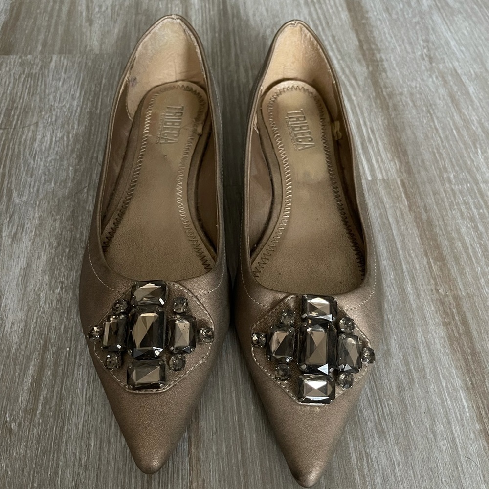 Tribeca by Kenneth Cole Metallic Flats with Embellishments